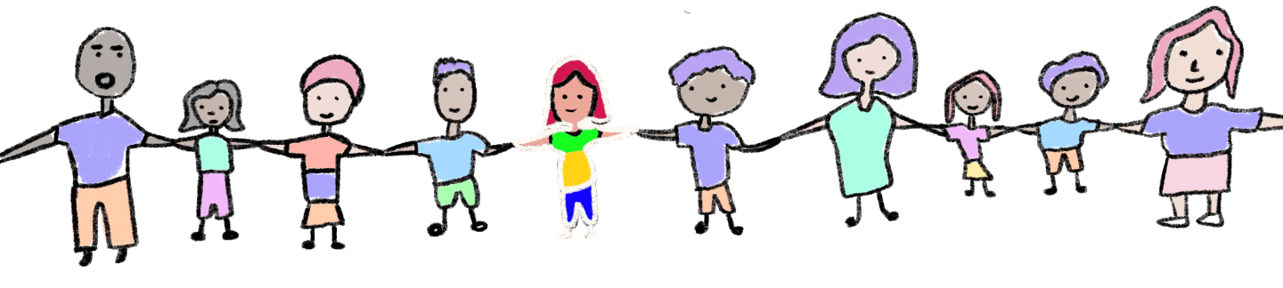 Kids holding hands - 2 aligned