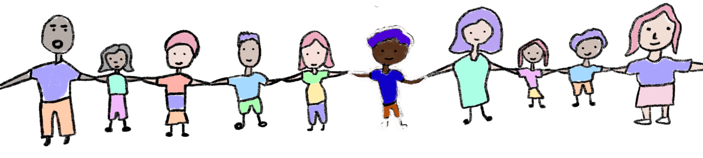 Kids holding hands - 3 aligned