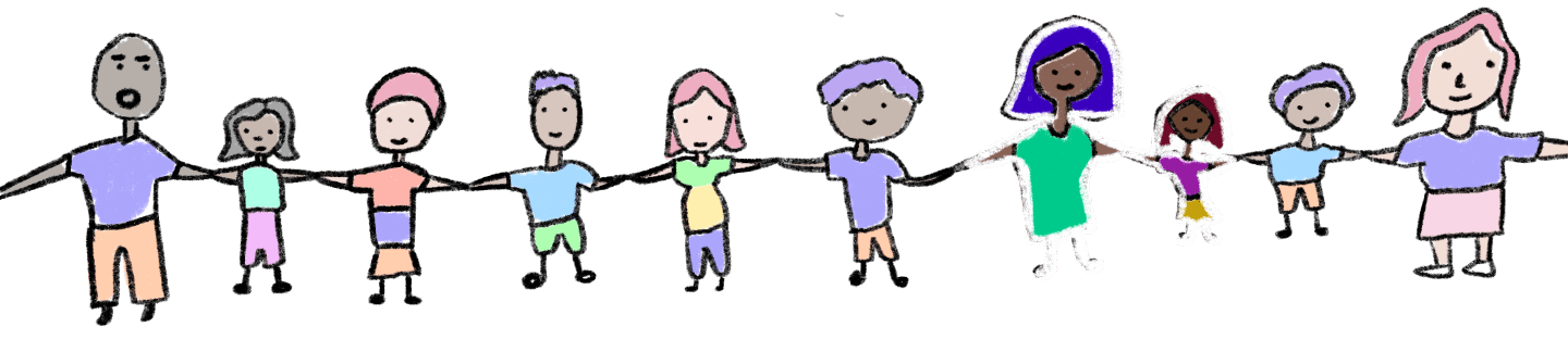 Kids holding hands - 4 aligned